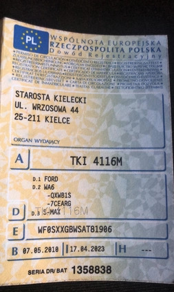 Ford S-Max cena 27000 przebieg: 294000, rok produkcji 2010 z Daleszyce małe 106